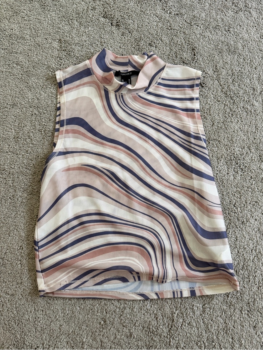 Forever 21 Mock Neck Tank Top - mesh multi color Swirl